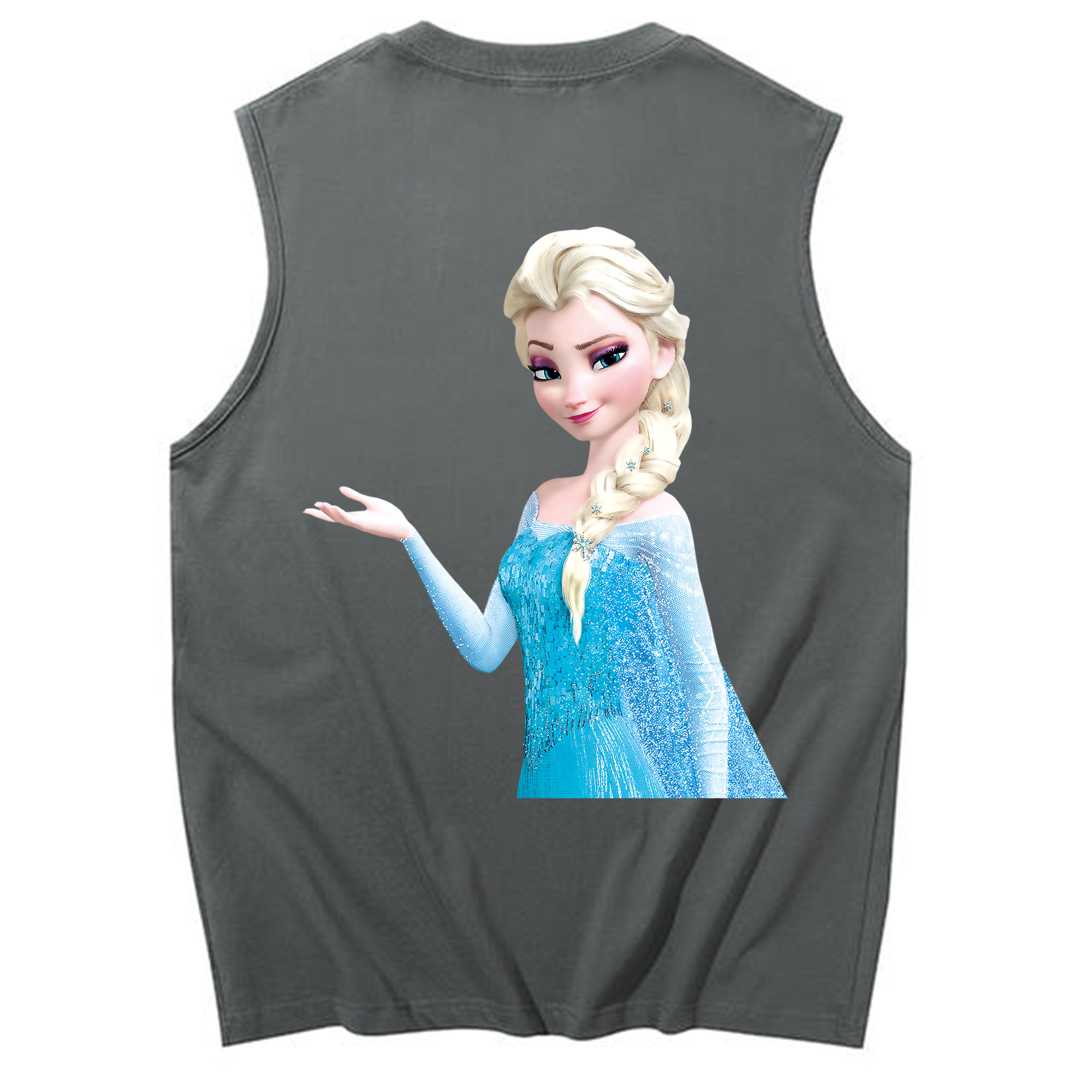 （画像用） アナと雪の女王 アンナ エルサ Frozen Anna Elsa コットン100％タンクトップ（背面プリント）
